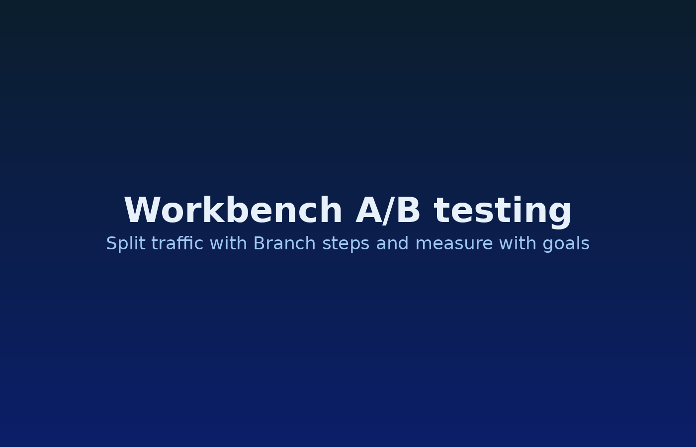 Workbench Action Flow showing an A/B test with two branches and goal tracking